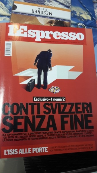L'ESPRESSO, N.8 DEL 26 FEBBRAIO 2015. CONTI SVIZZERI SENZA FINE. ESCLUSIVO I NOMI