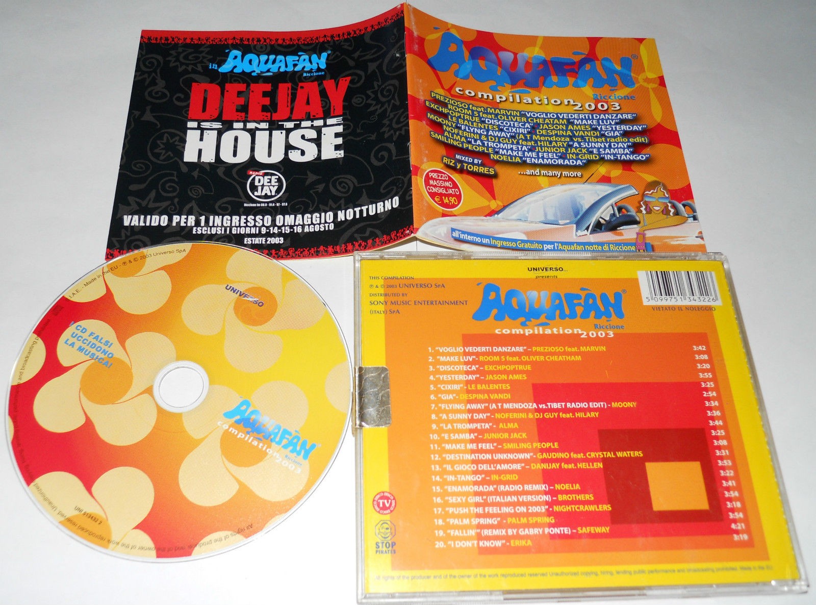 AQUAFAN COMPILATION 2003 - Prezioso/Room 5/Noelia, Erika/Alma... - CD..