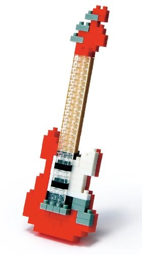 Nanoblock Nbc037 - Puzzle di mattoncini, chitarra elettrica, colore: Rosso