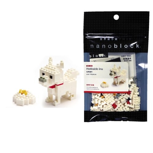 Nanoblock Nbc005 - Puzzle a mattoncini, cane hokkaido, colore: Bianco