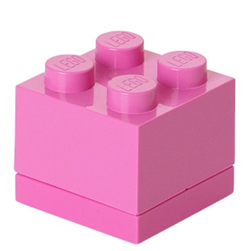 LEGO - Box portamerenda a forma di mattoncino, da 4,6 x 4,6 x 4,3 cm , in plastica alimentare, colore: Rosa