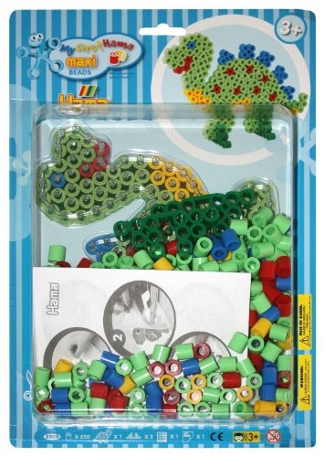 Hama 8909 - Set di perle "Dinosauri", circa 250 perline, una base e un foglio da stirare