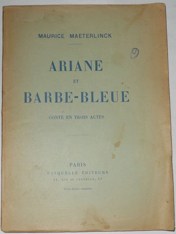Ariane et barbe bleue. Conte en Trois Actes