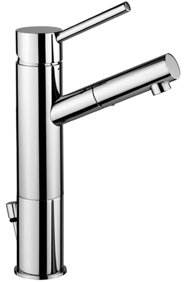BIRILLO Miscelatore lavabo con prolunga mm100 forata + scarico 1 1/4 asta verticale+asta orizzontale cm39