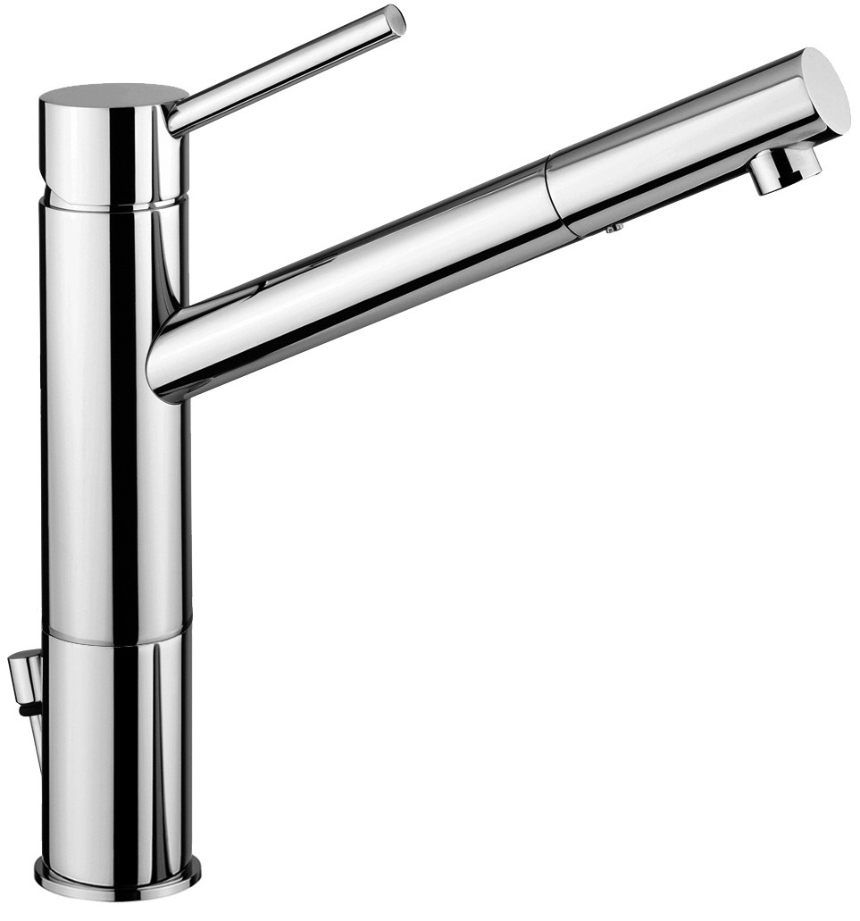 BIRILLO Miscelatore lavabo canna lunga con prolunga mm.100 forata + asta verticale + asta orizzontale cm.39 + scarico 1”1/4