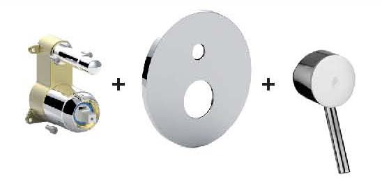 BIRILLO Miscelatore incasso con deviatore PBOX 015 piastra ABS