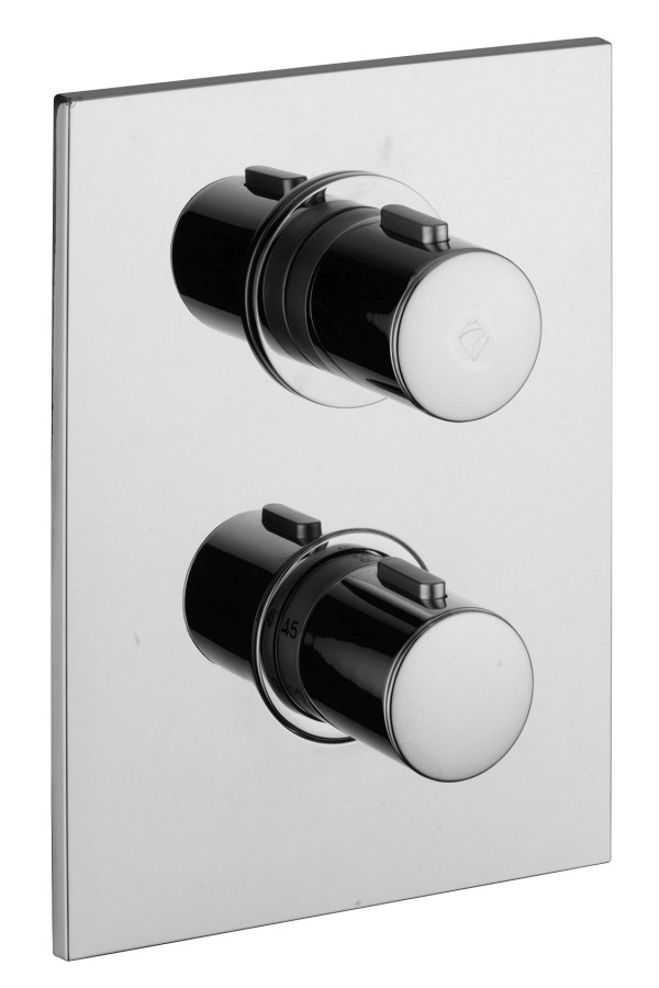 BIRILLO NEW Miscelatore termostatico incasso con deviatore piastra INOX rettangolare