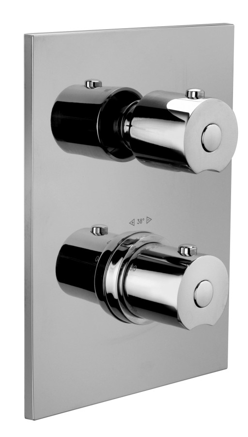BIRILLO TOP Miscelatore termostatico incasso deviatore 2 Uscit metal piastra INOX rettang.