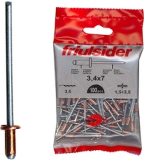 BLISTER 10-RIVETTI RAME-3,4X 7 CONFEZIONE 100PZ