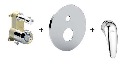 DUEMILA Miscelatore incasso con deviatore PBOX 015 piastra ABS