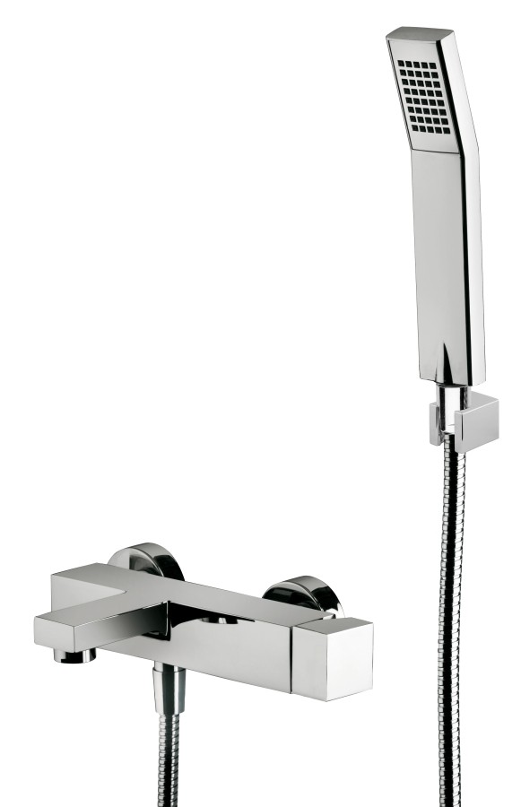 ELLE Miscelatore vasca con duplex con supporto riposo leva Cubo