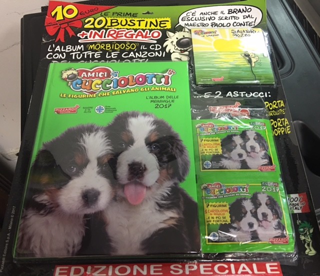 Album Morbidoso Amici Cucciolotti 2017 20 Bustine Figurine CD Canzoni Conte P.