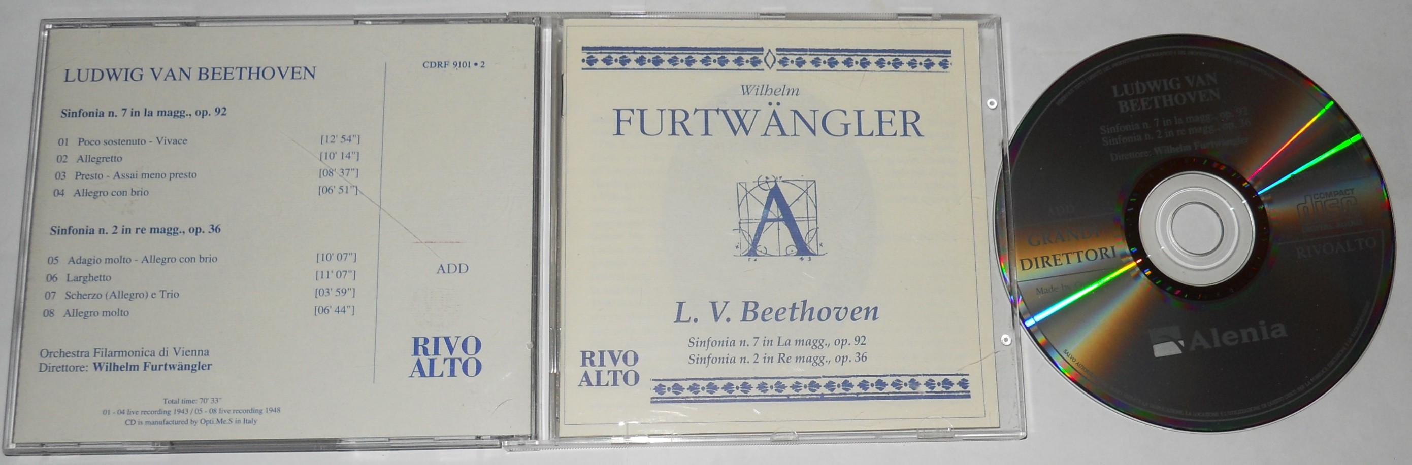WILHELM FURTWANGLER - BEETHOVEN Sinfonia n. 7, Sinfonia n. 2 