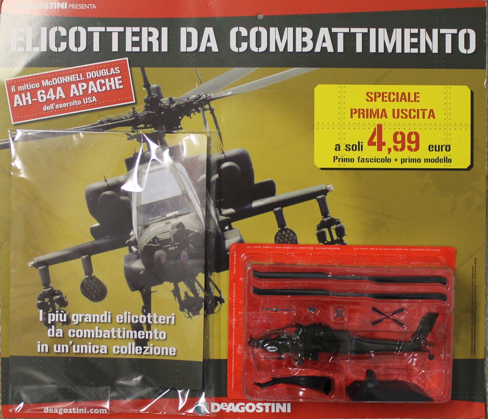 ELICOTTERI DA COMBATTIMENTO, PRIMA USCITA, AH-64A APACHE USA, DE AGOSTINI, SIGILLATO