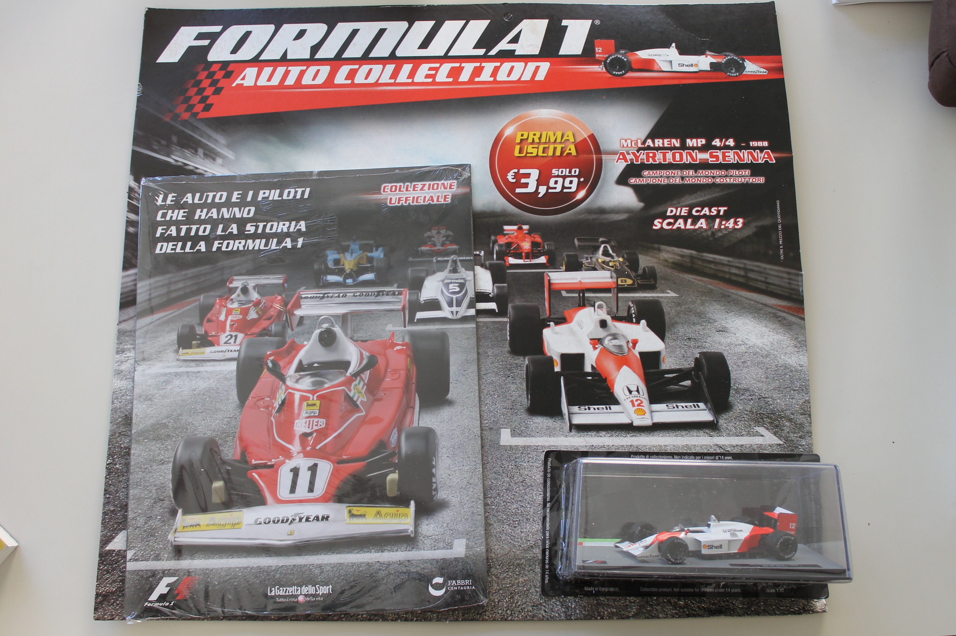 FORMULA 1, AUTO COLLECTION, PRIMA USCITA, MCLAREN MP 4/4 SENNA, LA GAZZETTA DELLO SPORT