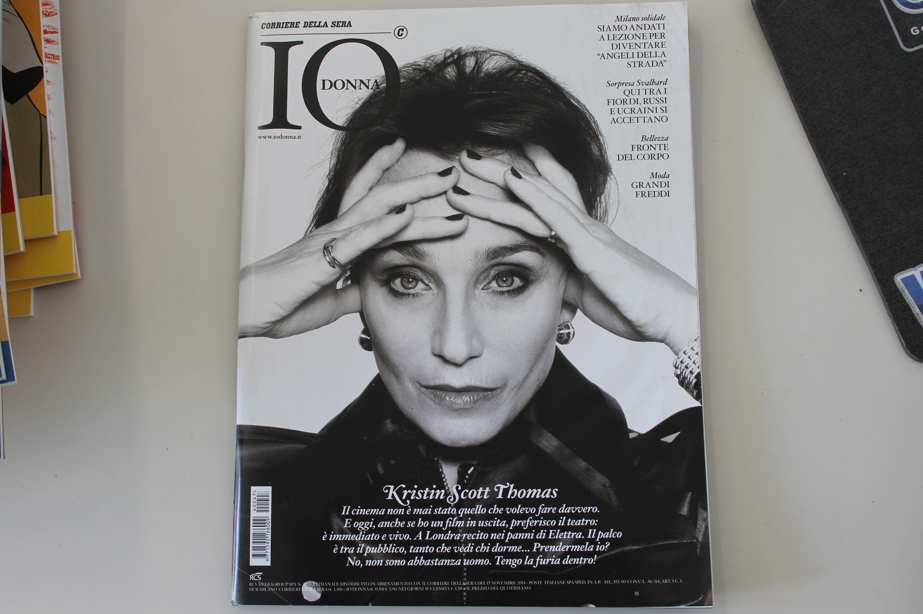 IO DONNA, KRISTIN SCOTT THOMAS,  NUMERO DEL 15 NOVEMBRE 2014, CORRIERE DELLA SERA