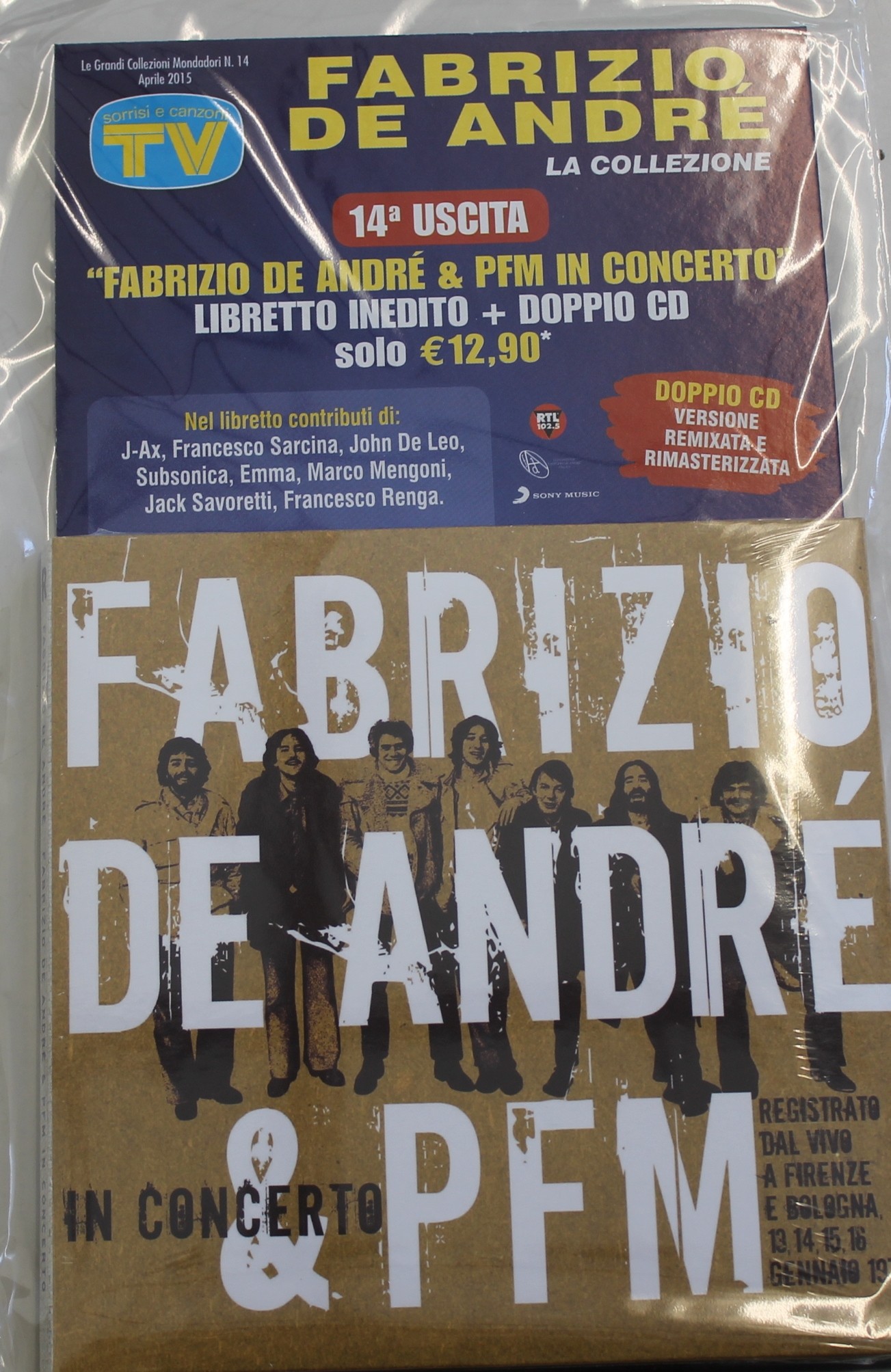 FABRIZIO DE ANDRE' E PFM IN CONCERTO, VOLUME 14 TV SORRISI E CANZONI , LIBRETTO INEDITO +  DOPPIO CD