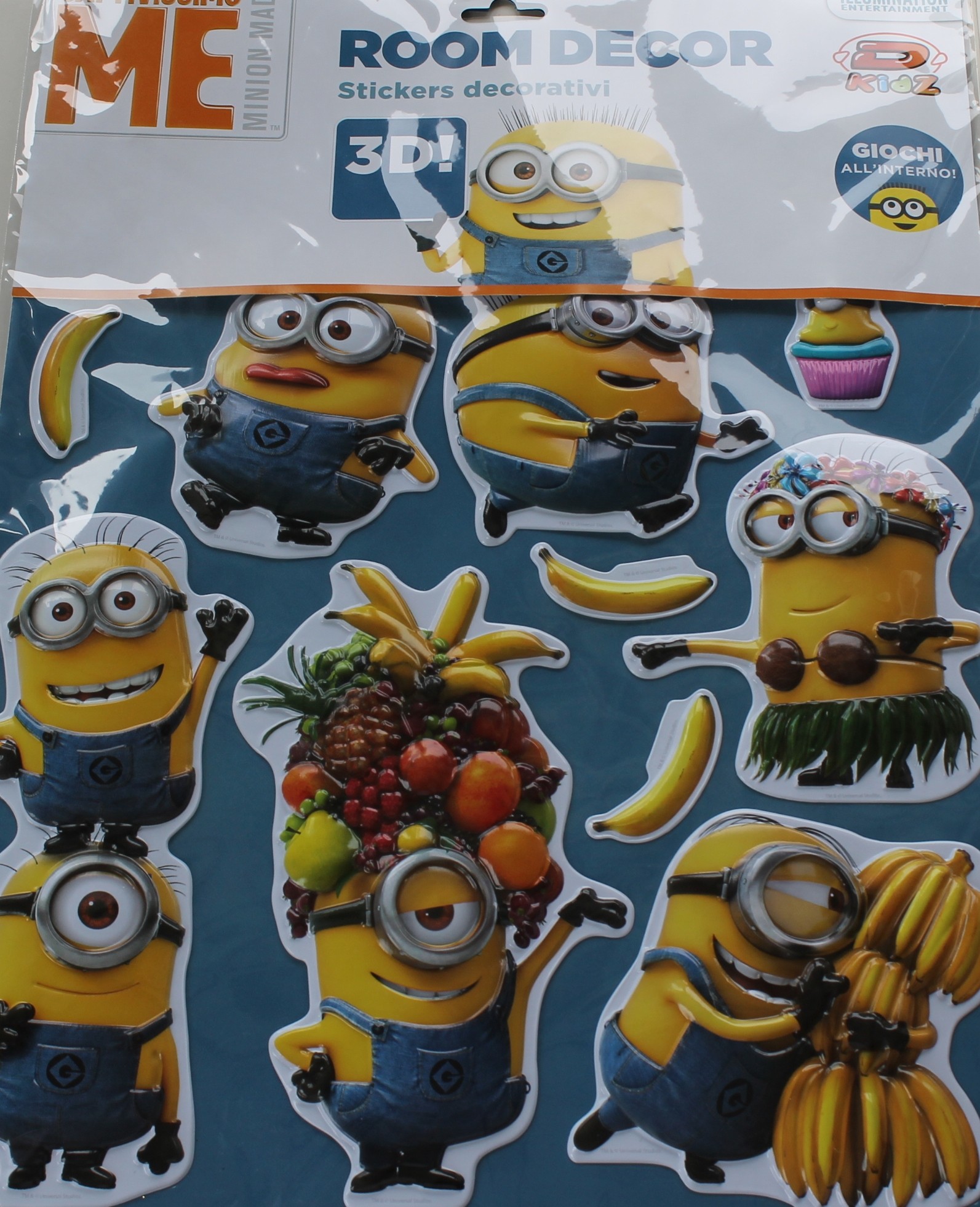 Cattivissimo me, Stickers decorativi con 11 stikers da parete in 3D. Room decor