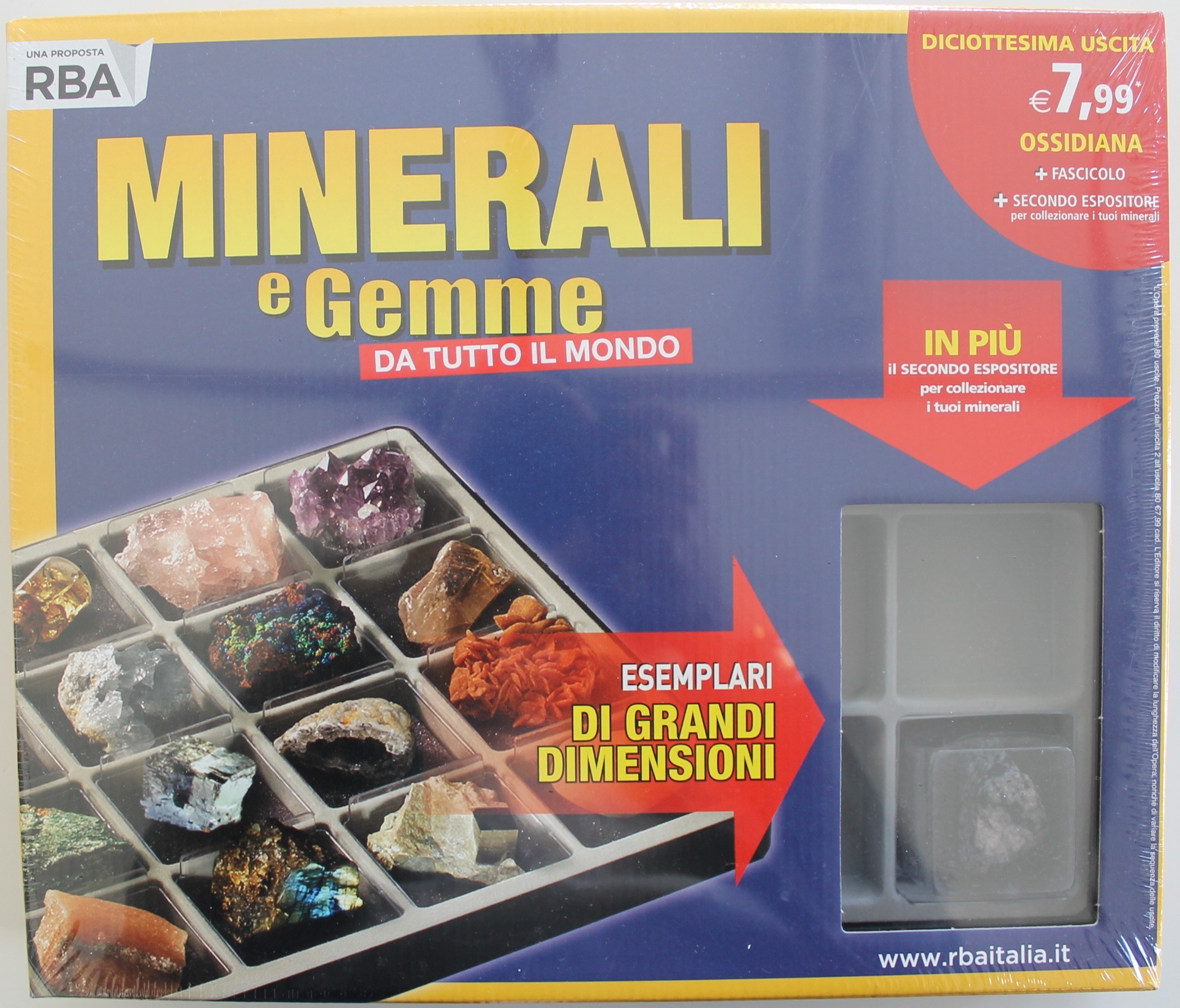 MINERALI E GEMME DA TUTTO IL MONDO. USCITA N. 18. OSSIDIANA+FASCICOLO+ESPOSITORE