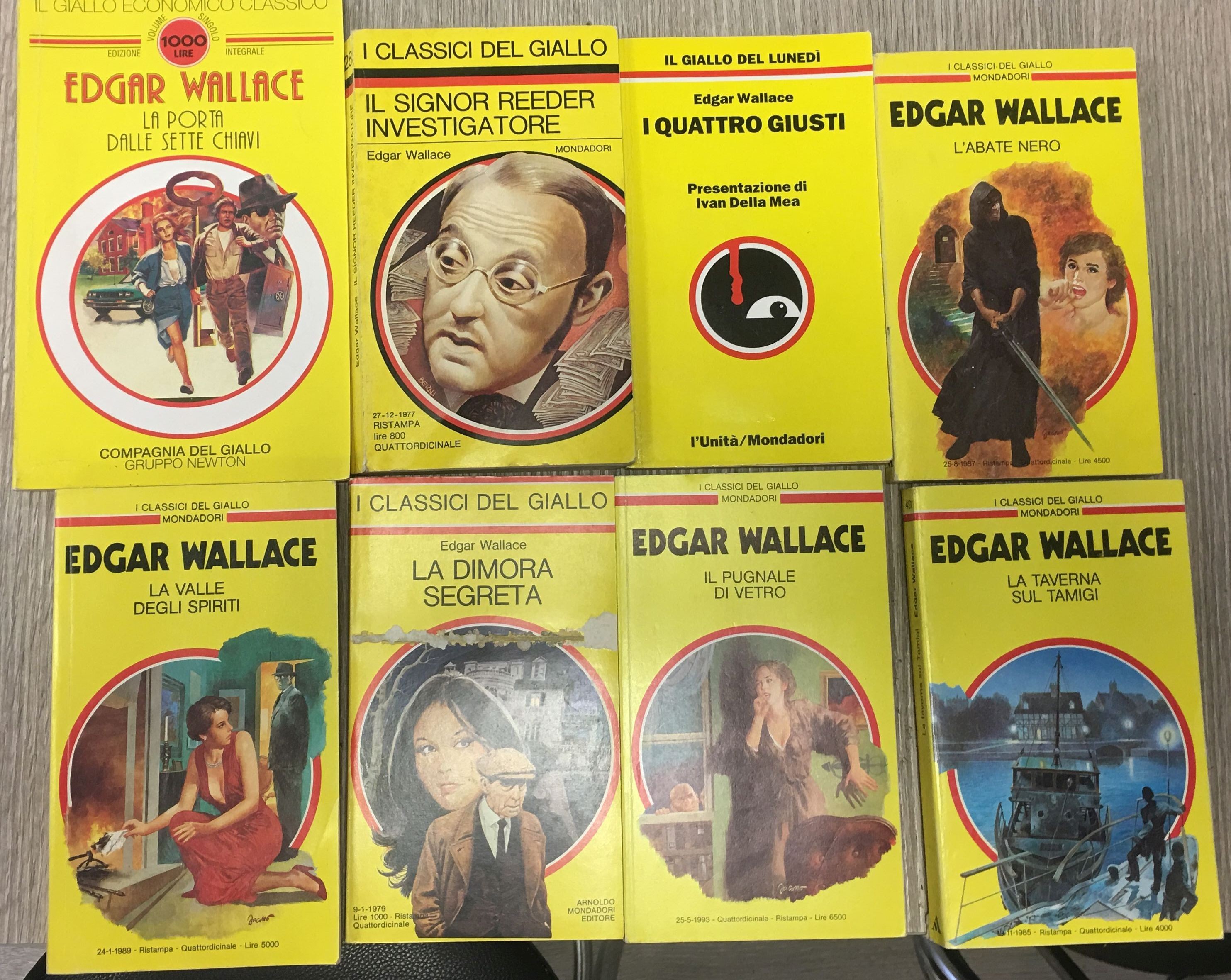 Lotto stock 8 libri gialli Edgar Wallace a 0,90 € cad. Consegna in 24/48 ore