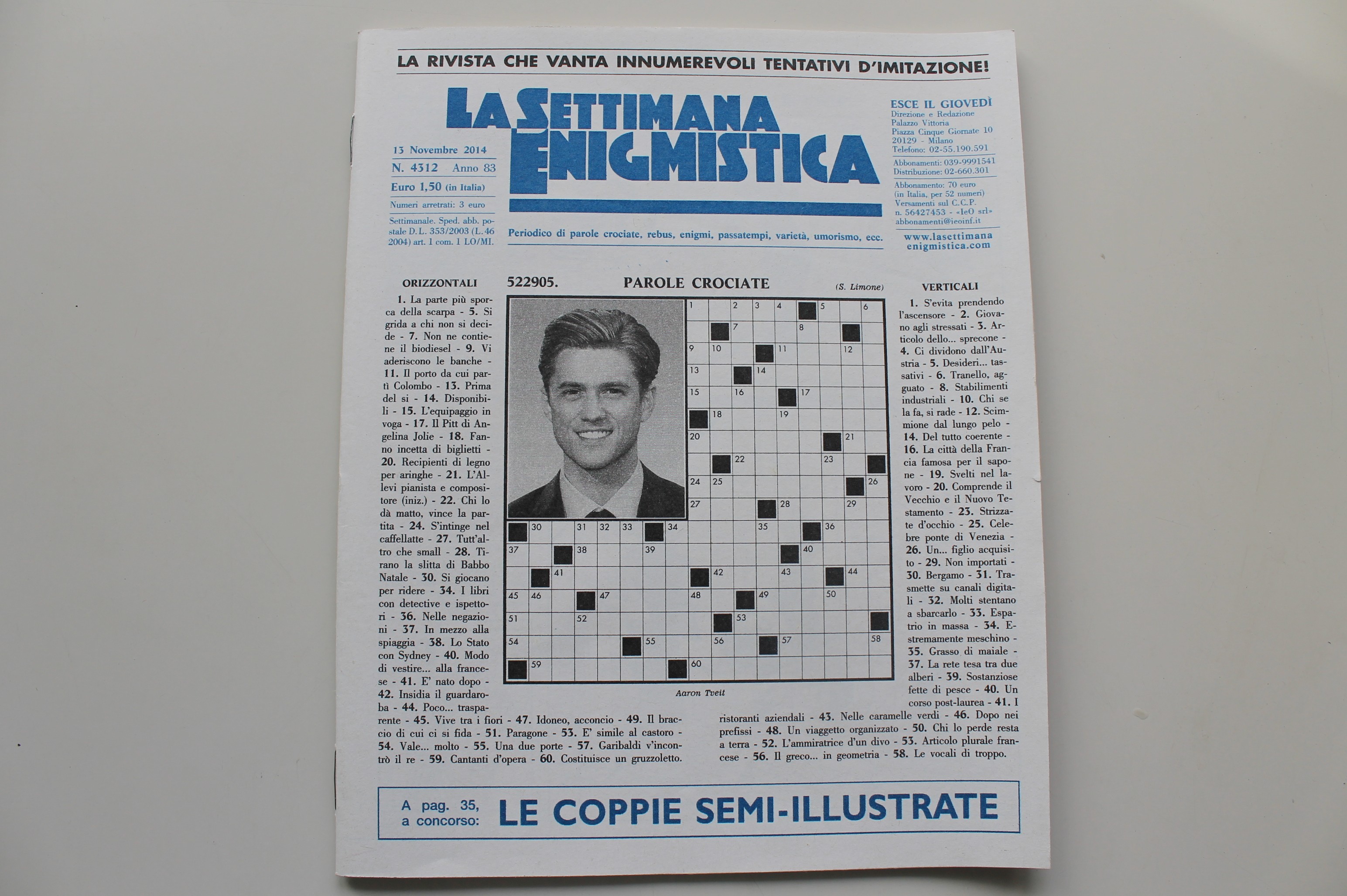 LA SETTIMANA ENIGMISTICA, 15 NOVEMBRE 2014. ANNO 83 N. 4312