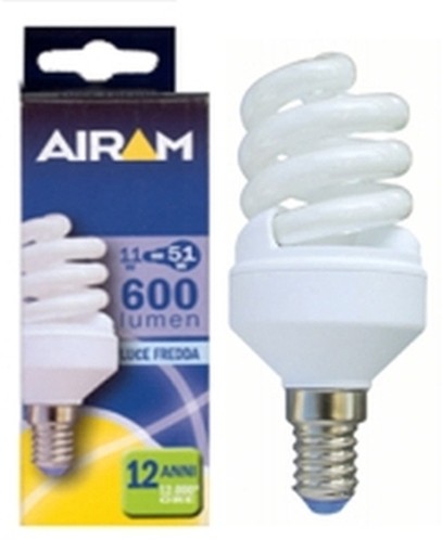 AIRAM LAMPADE LAMPADINE RISPARMIO ENERGETICO 6500K E14 ELC T2 11W