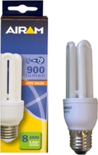 AIRAM LAMPADE LAMPADINE RISPARMIO ENERGETICO AIRAM E27 3 TUBI 15W
