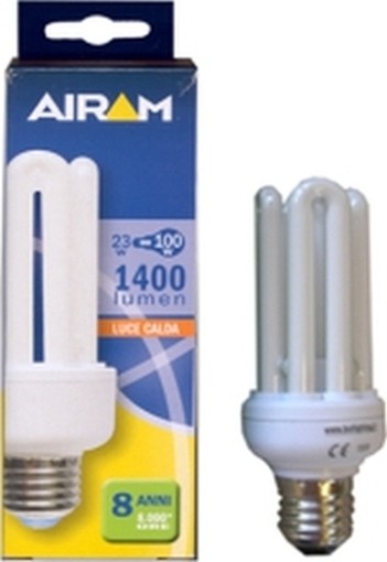 AIRAM LAMPADE LAMPADINE RISPARMIO ENERGETICO AIRAM E27 4 TUBI 23W