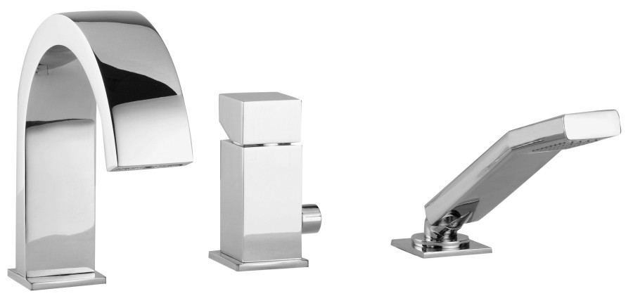 LEVEL Batteria bordo vasca con bocca erogazione leva Cubo