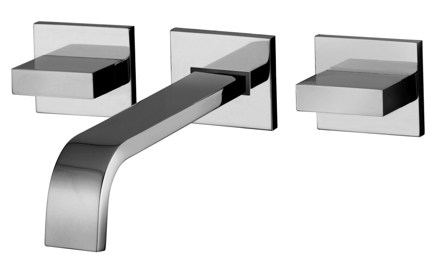 LEVEL Batteria lavabo incasso a parete 3 fori leva Piatta
