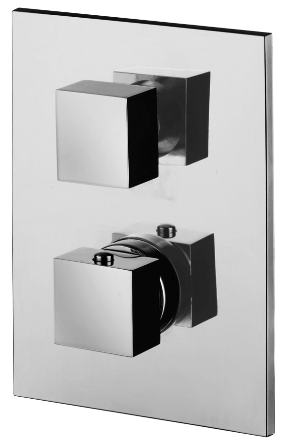 LEVEL Miscelatore termostatico incasso con deviatore piastra INOX rettangolare 3 uscite