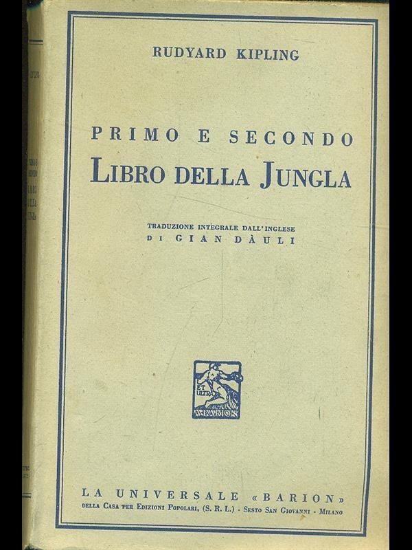 Primo E Secondo Libro Della Jungla Kipling Rudyard Barion 