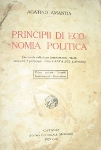 Principi Di Economia Politica Agatino Amantia Studio Editoriale Moderno 