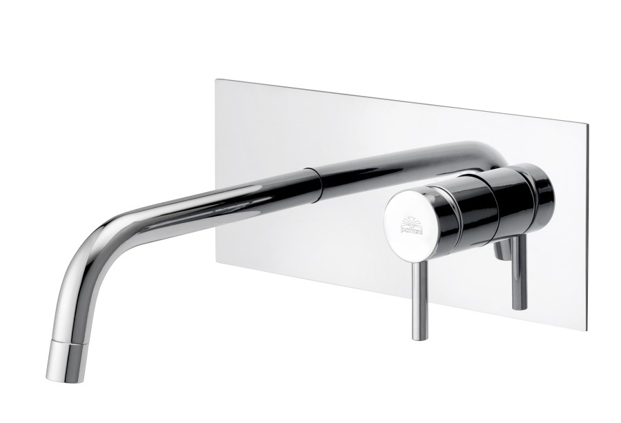 LIGHT Kit Miscelatore incasso 2 Fori con Piastra INOX bocca mm.175