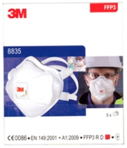 PEZZI 5-MASCHERE ANTIPOLVERE 3M 8835 FFP3D CON VALVOLA 