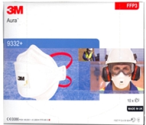 PEZZI 10-MASCHERE ANTIPOLVERE 3M 9332+ FFP3 CON VALVOLA 