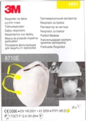 PEZZI 20-MASCHERE ANTIPOLVERE 3M 8710E FFP1 SENZA VALVOLA 