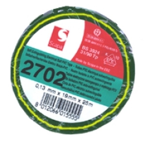 PEZZI 10-NASTRO ISOLANTE GIALLO/VERDE MM.19X25M.