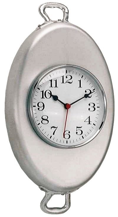 OTTINETTI TEGLIA OVALE OROLOGIO ALLUMINIO SATINATO cm. 26
