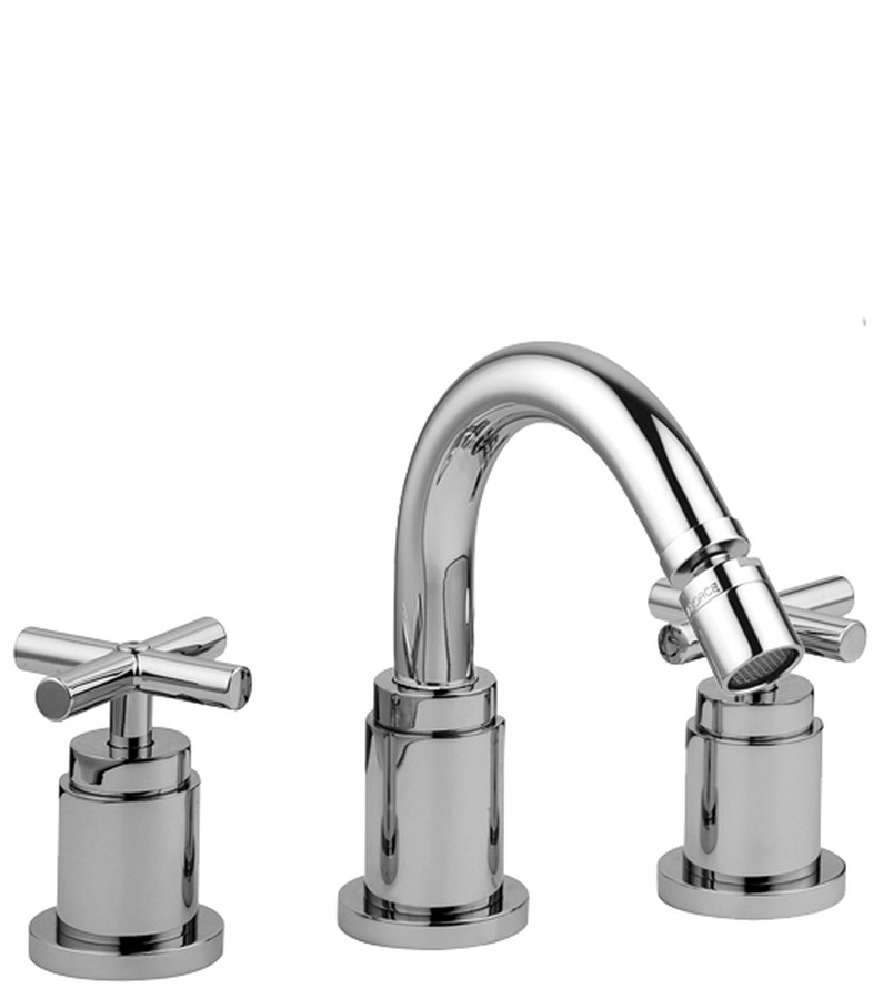 QUATTRO Batteria bidet 3 fori con bocca erogazione Scarico Automatico 1'
