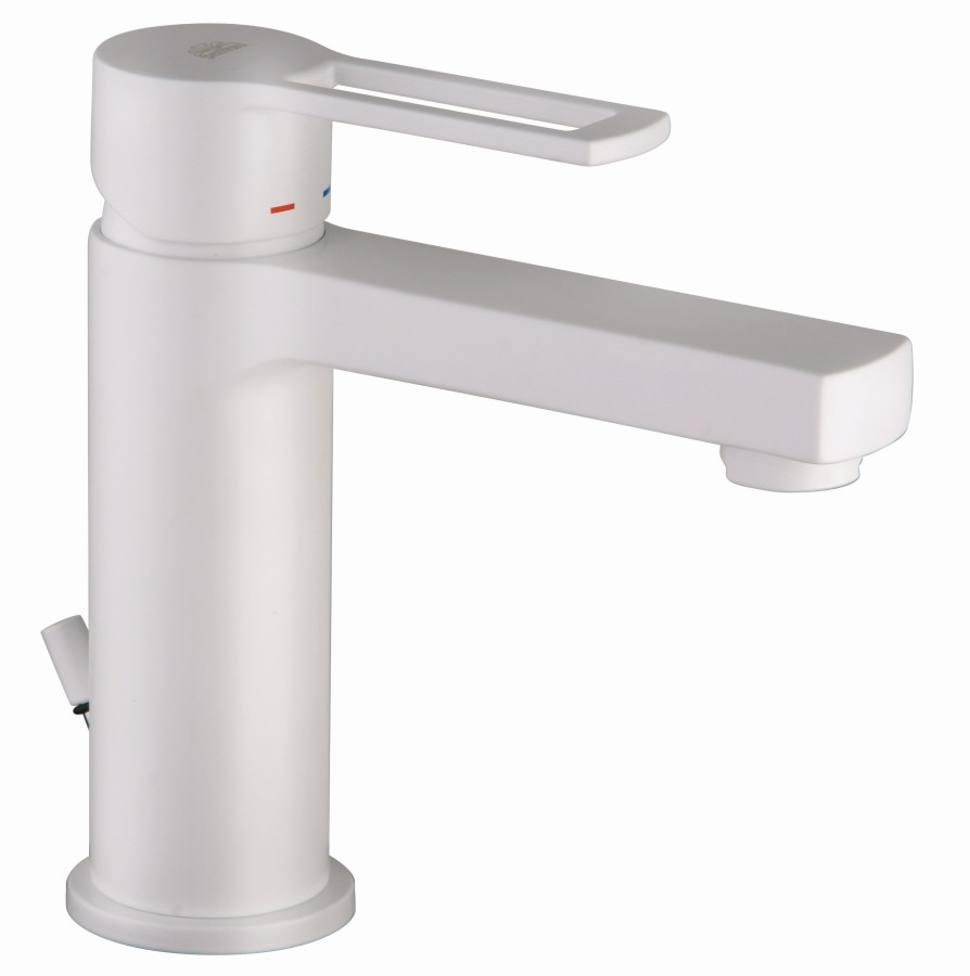 RINGO Mis. lavabo Scarico Automatico 1'1/4 con cart.Energy Sawing con aerogazione Berry bianco opaco