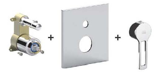 RINGO Miscelatore incasso con deviatore PBOX 015 piastra ABS