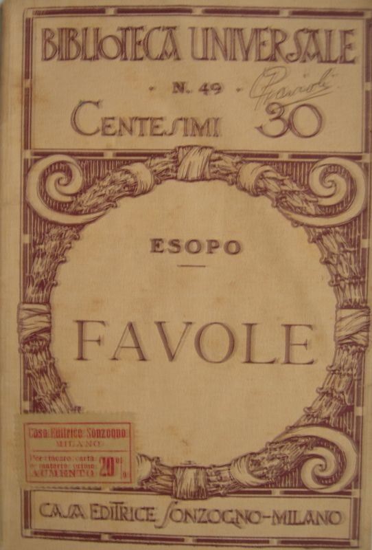 Favole,Esopo,Sonzogno