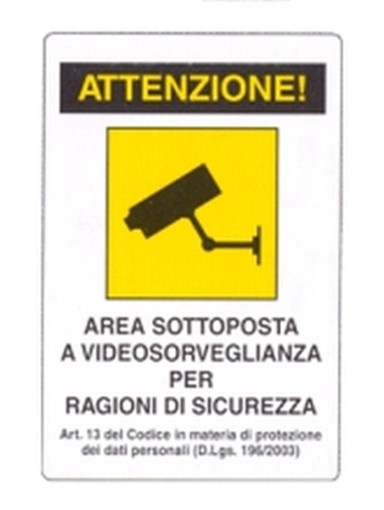 PEZZI 10-SEGNALI PVC AREA SORVEGLIATA 30X20