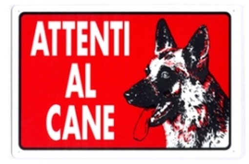 PEZZI 10-SEGNALI PVC ATTENTI AL CANE 30X20