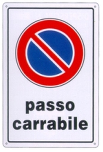 PEZZI 10-SEGNALI PVC PASSO CARRABILE 30X20