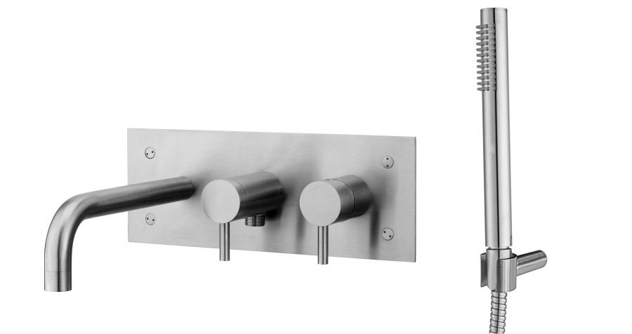 STEEL Miscelatore vasca incasso 3 Fori con deviatore bocca erogazione con duplexcon sup.riposo in Acciaio