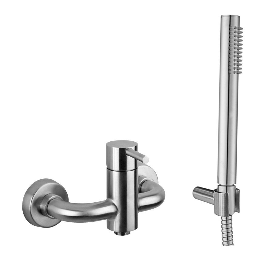 STEEL Miscelatore doccia esterno att.1/2 con duplex in acciaio